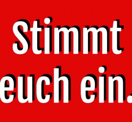 Flyer mit dem Text "Stimmt euch ein"